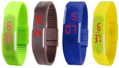 

Kissu Led Magnet Band Combo of 4 Green, Brown, Blue And Yellow Watch - For Men & Women