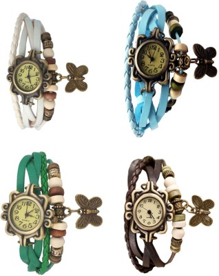 NS18 Vintage Butterfly Rakhi Combo of 4 White, Green, Sky Blue And Brown Analog Watch  - For Women   Watches  (NS18)