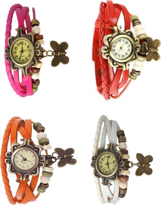 NS18 Vintage Butterfly Rakhi Combo of 4 Pink, Orange, Red And White Analog Watch  - For Women   Watches  (NS18)
