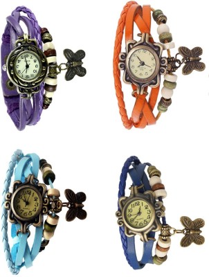 NS18 Vintage Butterfly Rakhi Combo of 4 Purple, Sky Blue, Orange And Blue Analog Watch  - For Women   Watches  (NS18)