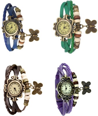 NS18 Vintage Butterfly Rakhi Combo of 4 Blue, Brown, Green And Purple Analog Watch  - For Women   Watches  (NS18)