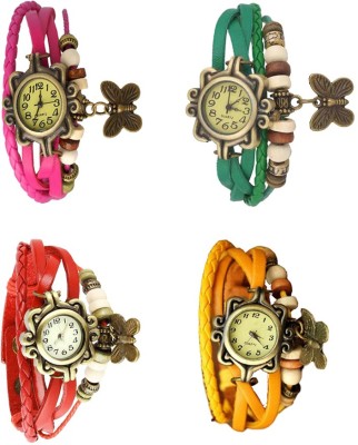 NS18 Vintage Butterfly Rakhi Combo of 4 Pink, Red, Green And Yellow Analog Watch  - For Women   Watches  (NS18)