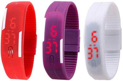 

Kissu Led Band Watch Combo of 3 Red, Purple And White Watch - For Couple