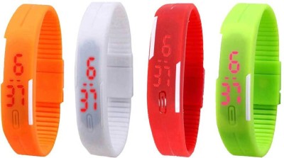 NS18 Silicone Led Magnet Band Combo of 4 Orange, White, Red And Green Digital Watch  - For Boys & Girls   Watches  (NS18)