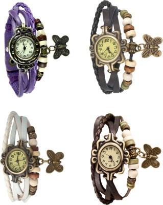 NS18 Vintage Butterfly Rakhi Combo of 4 Purple, White, Black And Brown Analog Watch  - For Women   Watches  (NS18)