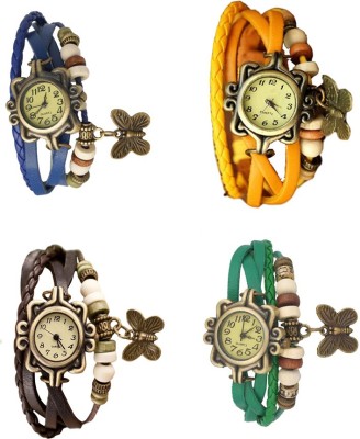 NS18 Vintage Butterfly Rakhi Combo of 4 Blue, Brown, Yellow And Green Analog Watch  - For Women   Watches  (NS18)