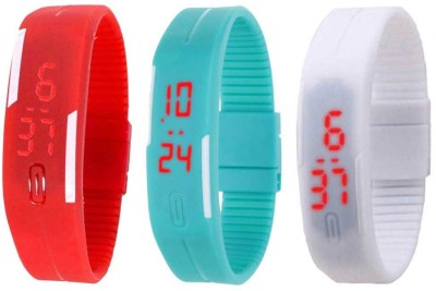 NS18 Silicone Led Magnet Band Combo of 3 Red, Sky Blue And White Digital Watch  - For Boys & Girls   Watches  (NS18)
