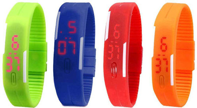 NS18 Silicone Led Magnet Band Combo of 4 Green, Blue, Red And Orange Digital Watch  - For Boys & Girls   Watches  (NS18)