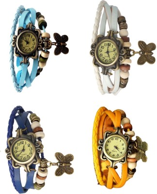 NS18 Vintage Butterfly Rakhi Combo of 4 Sky Blue, Blue, White And Yellow Analog Watch  - For Women   Watches  (NS18)