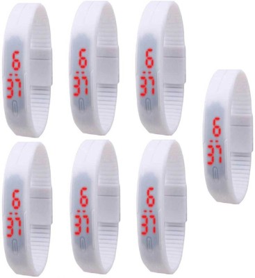 NS18 Silicone Led Magnet Band Combo of 7 White Digital Watch  - For Boys & Girls   Watches  (NS18)