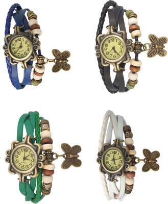 

NS18 Vintage Butterfly Rakhi Combo of 4 Blue, Green, Black And White Watch - For Women