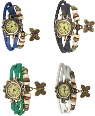 NS18 Vintage Butterfly Rakhi Combo of 4 Blue, Green, Black And White Analog Watch  - For Women   Watches  (NS18)