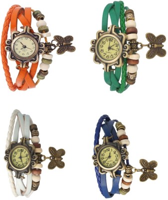 NS18 Vintage Butterfly Rakhi Combo of 4 Orange, White, Green And Blue Analog Watch  - For Women   Watches  (NS18)