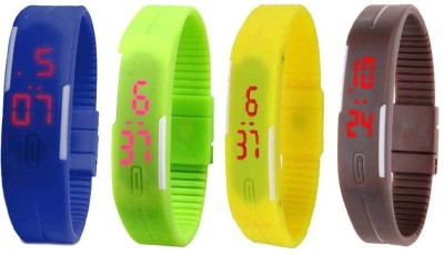 NS18 Silicone Led Magnet Band Combo of 4 Blue, Green, Yellow And Brown Digital Watch  - For Boys & Girls   Watches  (NS18)