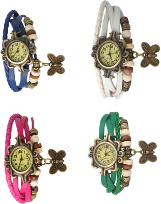 NS18 Vintage Butterfly Rakhi Combo of 4 Blue, Pink, White And Green Analog Watch  - For Women   Watches  (NS18)