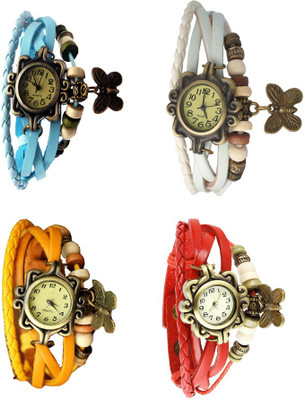 

NS18 Vintage Butterfly Rakhi Combo of 4 Sky Blue, Yellow, White And Red Watch - For Women