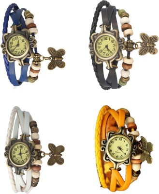NS18 Vintage Butterfly Rakhi Combo of 4 Blue, White, Black And Yellow Analog Watch  - For Women   Watches  (NS18)