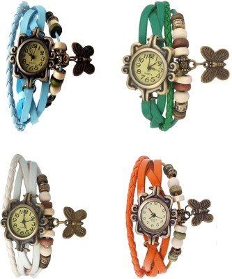 NS18 Vintage Butterfly Rakhi Combo of 4 Sky Blue, White, Green And Orange Analog Watch  - For Women   Watches  (NS18)