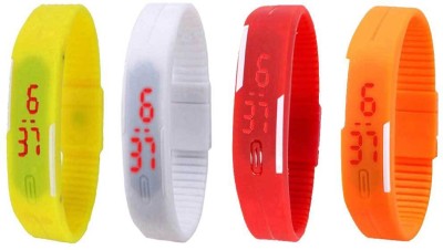 NS18 Silicone Led Magnet Band Combo of 4 Yellow, White, Red And Orange Digital Watch  - For Boys & Girls   Watches  (NS18)