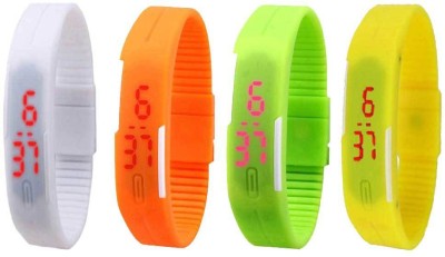 NS18 Silicone Led Magnet Band Combo of 4 White, Orange, Green And Yellow Digital Watch  - For Boys & Girls   Watches  (NS18)