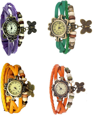 

Kissu Vintage Rakhi Combo of 4 Purple, Yellow, Green And Orange Watch - For Women