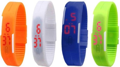 NS18 Silicone Led Magnet Band Combo of 4 Orange, White, Blue And Green Digital Watch  - For Boys & Girls   Watches  (NS18)