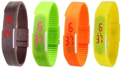 NS18 Silicone Led Magnet Band Combo of 4 Brown, Green, Orange And Yellow Digital Watch  - For Boys & Girls   Watches  (NS18)