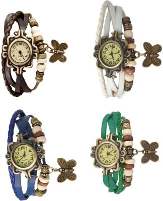 NS18 Vintage Butterfly Rakhi Combo of 4 Brown, Blue, White And Green Analog Watch  - For Women   Watches  (NS18)