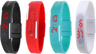 NS18 Silicone Led Magnet Band Combo of 4 Black, Red, Sky Blue And White Digital Watch  - For Boys & Girls   Watches  (NS18)