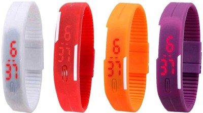 NS18 Silicone Led Magnet Band Watch Combo of 4 White, Red, Orange And Purple Digital Watch  - For Couple   Watches  (NS18)