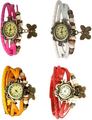 NS18 Vintage Butterfly Rakhi Combo of 4 Pink, Yellow, White And Red Analog Watch  - For Women   Watches  (NS18)