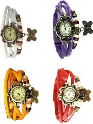 

Kissu Vintage Rakhi Combo of 4 White, Yellow, Purple And Red Watch - For Women
