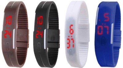 NS18 Silicone Led Magnet Band Combo of 4 Brown, Black, White And Blue Digital Watch  - For Boys & Girls   Watches  (NS18)