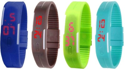 NS18 Silicone Led Magnet Band Watch Combo of 4 Blue, Brown, Green And Sky Blue Digital Watch  - For Couple   Watches  (NS18)