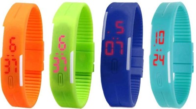 NS18 Silicone Led Magnet Band Watch Combo of 4 Orange, Green, Blue And Sky Blue Digital Watch  - For Couple   Watches  (NS18)