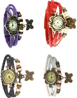 NS18 Vintage Butterfly Rakhi Combo of 4 Purple, Black, Red And White Watch  - For Women   Watches  (NS18)