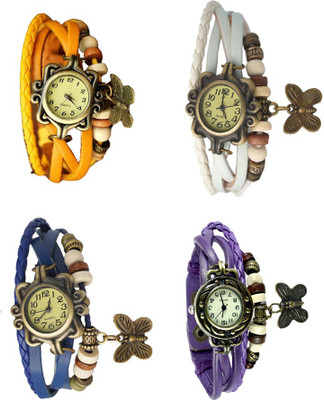 

Kissu Vintage Rakhi Combo of 4 Yellow, Blue, White And Purple Watch - For Women