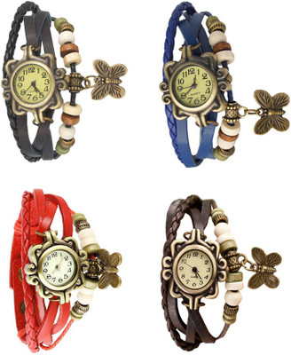 

NS18 Vintage Butterfly Rakhi Combo of 4 Black, Red, Blue And Brown Watch - For Women