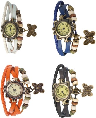 NS18 Vintage Butterfly Rakhi Combo of 4 White, Orange, Blue And Black Analog Watch  - For Women   Watches  (NS18)