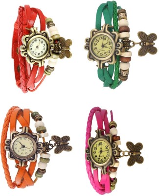 NS18 Vintage Butterfly Rakhi Combo of 4 Red, Orange, Green And Pink Analog Watch  - For Women   Watches  (NS18)