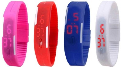 NS18 Silicone Led Magnet Band Combo of 4 Pink, Red, Blue And White Digital Watch  - For Boys & Girls   Watches  (NS18)