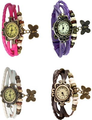 NS18 Vintage Butterfly Rakhi Combo of 4 Pink, White, Purple And Brown Analog Watch  - For Women   Watches  (NS18)