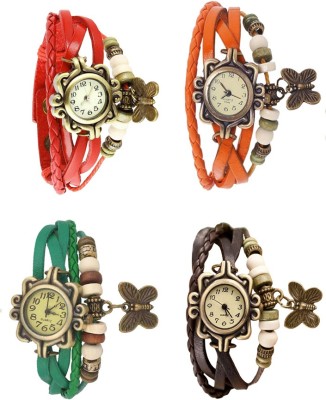 NS18 Vintage Butterfly Rakhi Combo of 4 Red, Green, Orange And Brown Analog Watch  - For Women   Watches  (NS18)