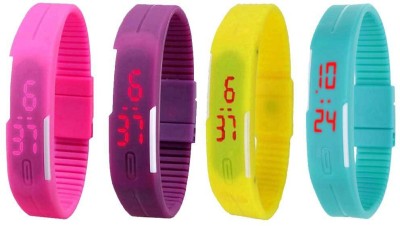 NS18 Silicone Led Magnet Band Watch Combo of 4 Pink, Purple, Yellow And Sky Blue Digital Watch  - For Couple   Watches  (NS18)
