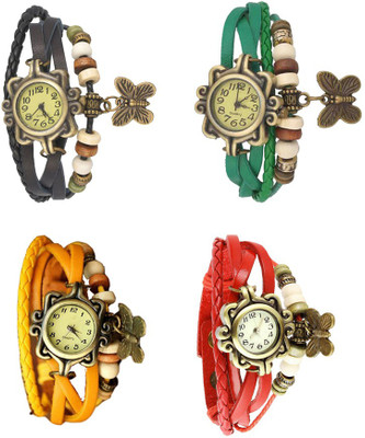 

Kissu Vintage Rakhi Combo of 4 Black, Yellow, Green And Red Watch - For Women