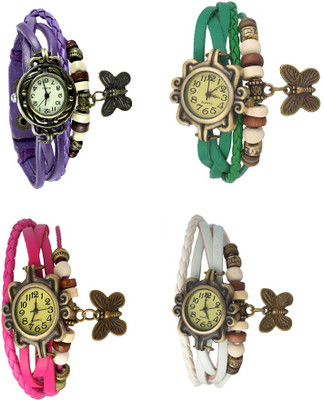 

NS18 Vintage Butterfly Rakhi Combo of 4 Purple, Pink, Green And White Watch - For Women