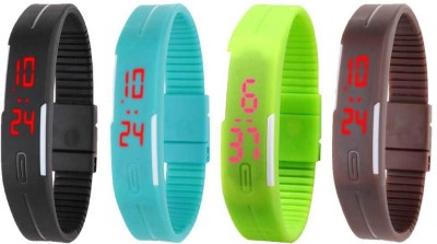 NS18 Silicone Led Magnet Band Combo of 4 Black, Sky Blue, Green And Brown Digital Watch  - For Boys & Girls   Watches  (NS18)