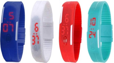 NS18 Silicone Led Magnet Band Watch Combo of 4 Blue, White, Red And Sky Blue Digital Watch  - For Couple   Watches  (NS18)
