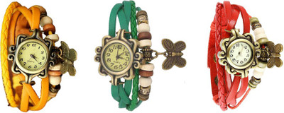 

Kissu Vintage Rakhi Watch Combo of 3 Yellow, Green And Red Watch - For Women