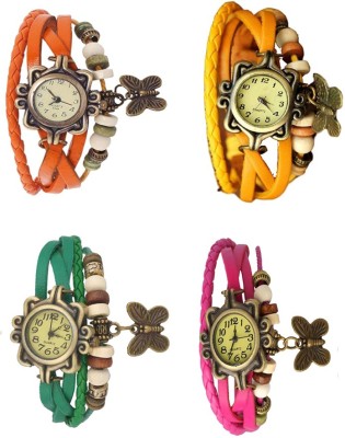 NS18 Vintage Butterfly Rakhi Combo of 4 Orange, Green, Yellow And Pink Analog Watch  - For Women   Watches  (NS18)